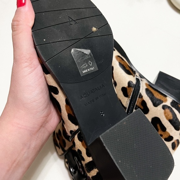 NEW AQUATALIA Faria Weatherproof Leopard Calf Hair Ankle Booties Sz 8 - Picture 7 of 8